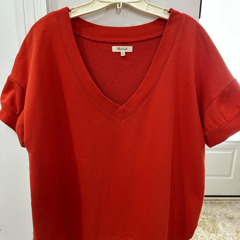 Madewell Bold Burnt Orange Short Sleeve V-Neck